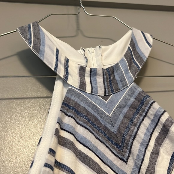 Cute beach themed blue and white halter top romper - Picture 3 of 4